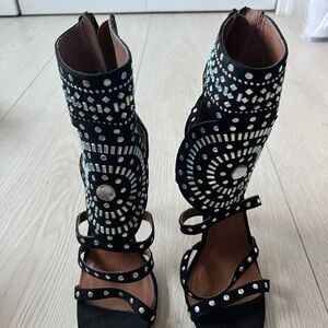 Elegant Black and Silver Women's Sandals